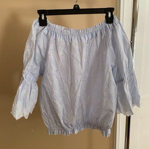 La Babité Off the Shoulder Pinstripe Blouse S/M